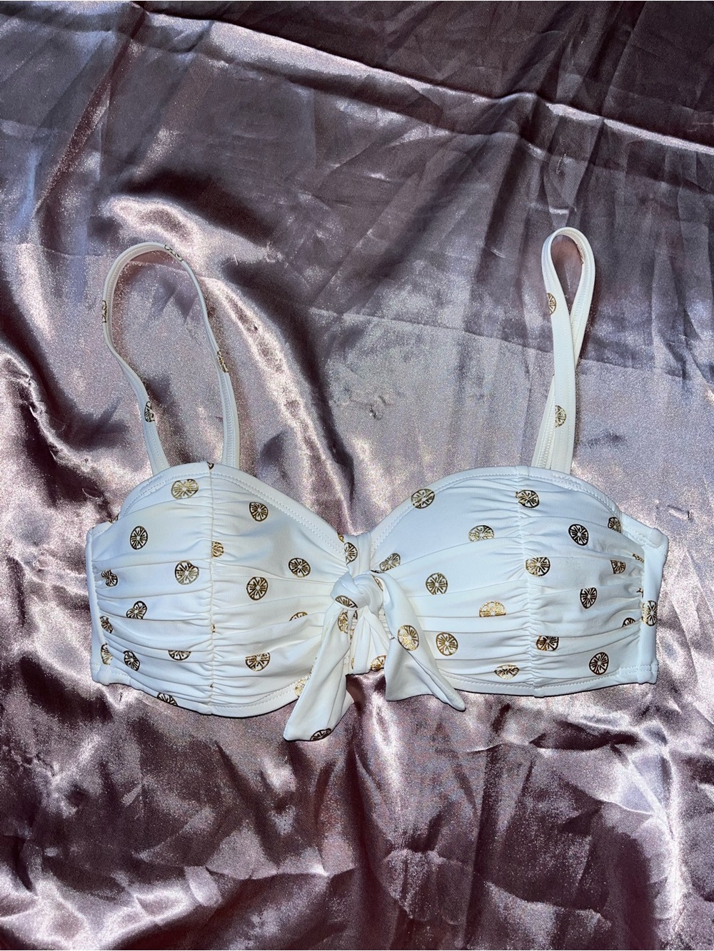 Lilly Pulitzer White Bandeau Bikini Top with Gold Coin Accents